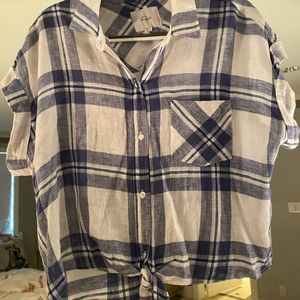 Rails button down crop with a tie